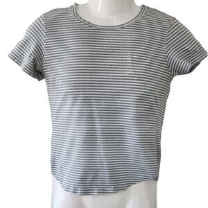 Faded Glory Relaxed Fit Blue Striped Short Sleeve T-shirt Women's Size Small